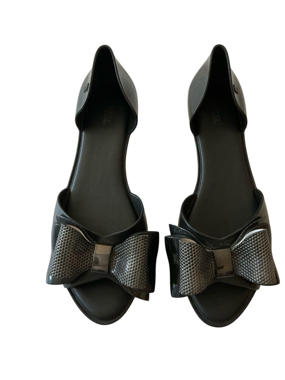 Melissa Seduction V 3D Vow Open Toe Flat Sandals Black Rubber Size 39